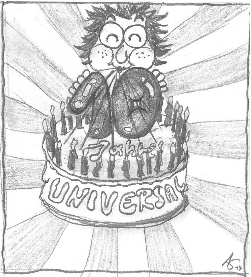 Eine „10 Jahre universal“-Geburtstagstorte