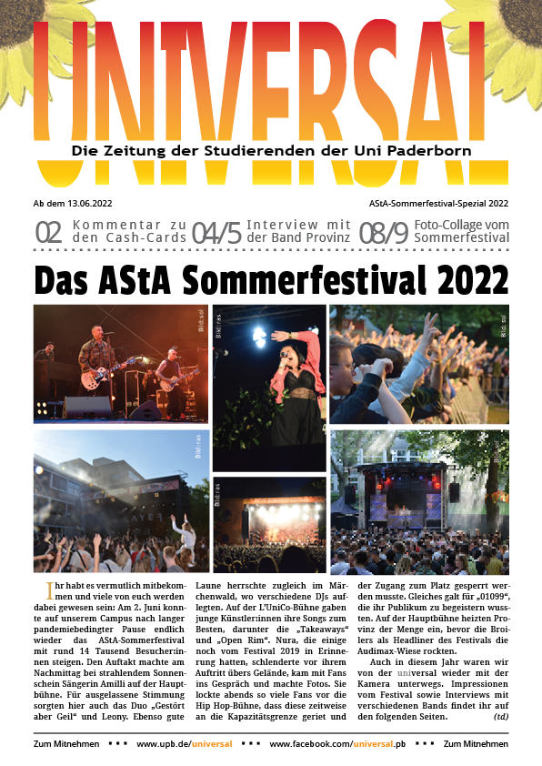 Titelbild der AStA-Sommerfestival-Spezialausgabe 2022